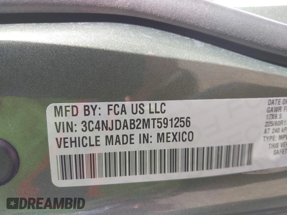 2021 Jeep Compass Sport с VIN 3C4NJDAB2MT591256, выставлен на аукционе IAAI как лот 42167396 с пробегом 70 091 миль миль и . История ставок и продаж доступна на DreamBid. Изображение 9.
