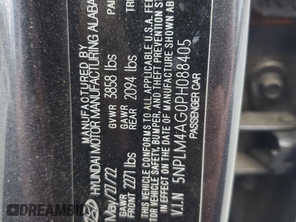 2023 Hyundai Elantra SEL с VIN 5NPLM4AG0PH088405, выставлен на аукционе Copart как лот 55816945 с пробегом 82 089 миль миль и Списание • Salvage title. История ставок и продаж доступна на DreamBid. Изображение 12.