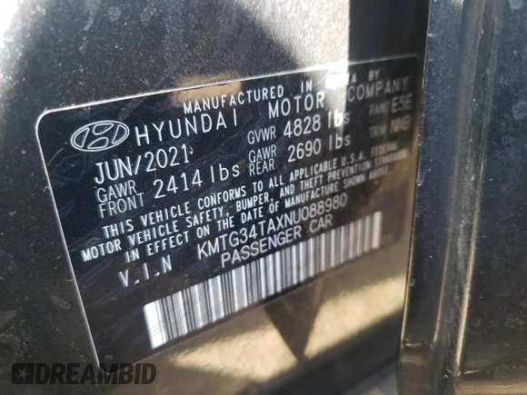2022 Genesis G70 2.0T with VIN KMTG34TAXNU088980, listed as a Copart auction lot 51467974 with 20,213 mi miles and Salvage Title. Bid and sale history available at carsss.com. Image 13.