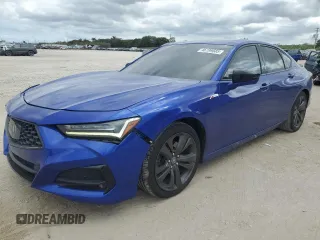 2021 Acura TLX w/A-Spec Package with VIN 19UUB5F56MA004051, listed as a Copart auction lot 46199585 with 58,623 mi miles and Salvage Title. Bid and sale history available at carsss.com. Image 1.