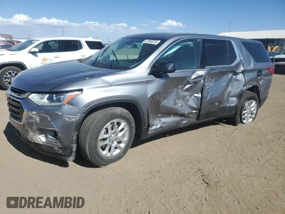 2020 Chevrolet Traverse LS with VIN 1GNERFKW0LJ319985, listed as a Copart auction lot 47055515 with 49,259 mi miles and Salvage title. Bid and sale history available at DreamBid. Image 1.