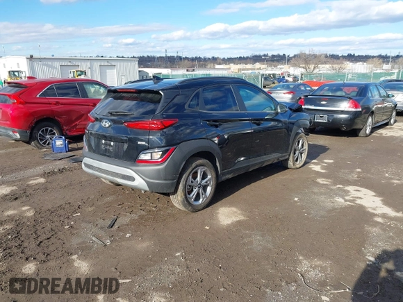 2023 Hyundai Kona SEL with VIN KM8K6CAB8PU041614, listed as a IAAI auction lot 41493717 with 1 mi miles. Bid and sale history available at carsss.com. Image 4.