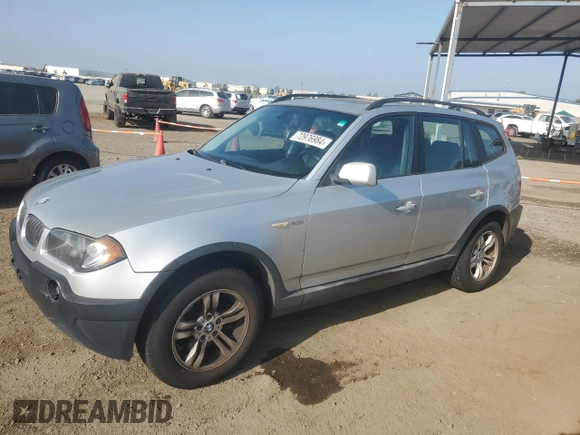 2005 BMW X3 3.0i with VIN WBXPA93465WD17225, listed as a Copart auction lot 72976984 with 165,443 mi miles and Clean Title. Bid and sale history available at carsss.com. Image 1.