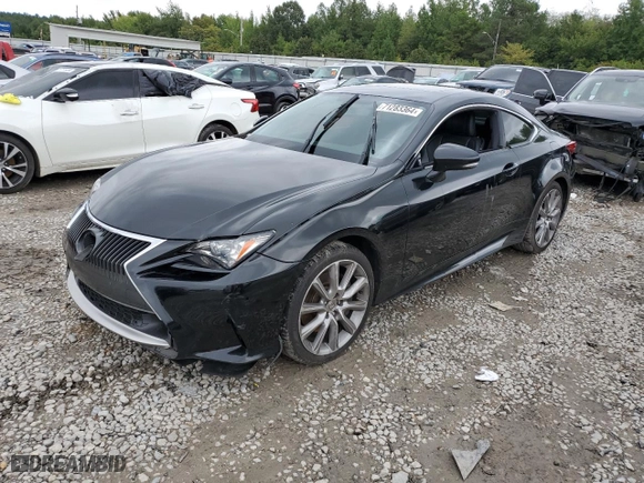 2015 Lexus RC 350 with VIN JTHSE5BCXF5001567, listed as a Copart auction lot 71283364 with 0 mi miles and Salvage Title. Bid and sale history available at carsss.com. Image 1.