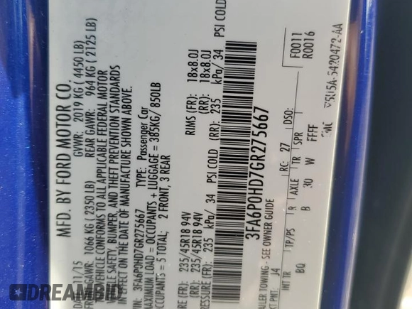 2016 Ford Fusion SE with VIN 3FA6P0HD7GR275667, listed as a Copart auction lot 60855095 with 143,554 mi miles and Salvage title. Bid and sale history available at DreamBid. Image 12.