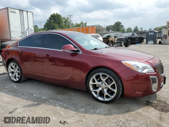 2016 Buick Regal GS with VIN 2G4GV5GX1G9155264, listed as a Copart auction lot 64977104 with 129,580 mi miles and Salvage Title. Bid and sale history available at DreamBid. Image 4.