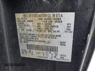 2003 Ford F-150 с VIN 1FTRX08W23KD54820, выставлен на аукционе IAAI как лот 41864704 с пробегом Не указан миль и . История ставок и продаж доступна на DreamBid. Изображение 9.