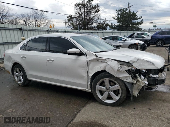 2013 Volkswagen Passat SE with VIN 1VWBN7A39DC029977, listed as a Copart auction lot 46787035 with 106,801 mi miles and Salvage title. Bid and sale history available at DreamBid. Image 4.