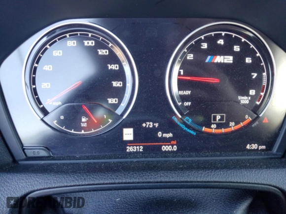 2019 BMW M2 Competition with VIN WBS2U7C52K7D01646, listed as a Copart auction lot 43097434 with 26,312 mi miles. Bid and sale history available at carsss.com. Image 9.