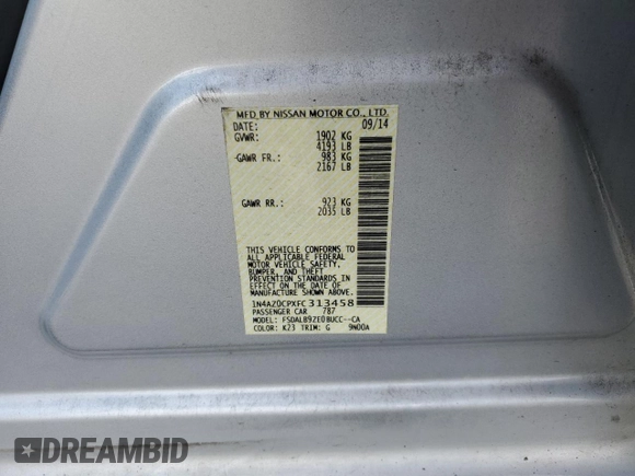 2015 Nissan LEAF SV with VIN 1N4AZ0CPXFC313458, listed as a Copart auction lot 50556295 with 85,231 mi miles and Salvage Title. Bid and sale history available at carsss.com. Image 12.