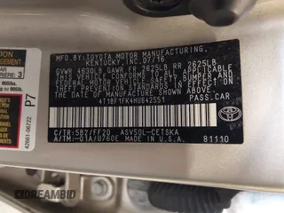 2017 Toyota Camry XLE with VIN 4T1BF1FK4HU642551, listed as a IAAI auction lot 41576663 with 84,327 mi miles and . Bid and sale history available at DreamBid. Image 9.