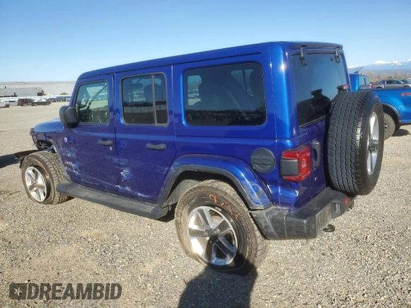 2018 Jeep Wrangler Unlimited Sahara z VIN 1C4HJXENXJW262779, wystawiony jako Copart lot #47882345 z przebiegiem Nie podano mil oraz Szkoda całkowita • Salvage title. Historia ofert i sprzedaży dostępna na DreamBid. Obrazek 2.