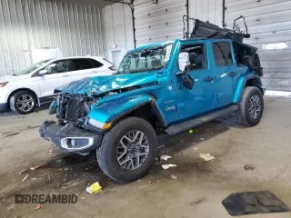 2024 Jeep Wrangler Sahara with VIN 1C4PJXEG1RW213821, listed as a Copart auction lot 63042945 with 18,729 mi miles and Non repairable. Bid and sale history available at DreamBid. Image 1.