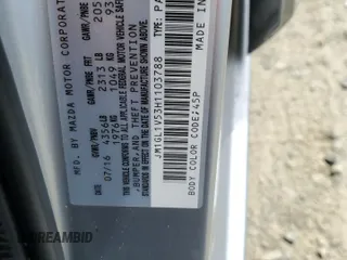 2017 Mazda Mazda6 Touring with VIN JM1GL1V53H1103788, listed as a Copart auction lot 51845125 with 52,939 mi miles and Salvage Title. Bid and sale history available at carsss.com. Image 12.