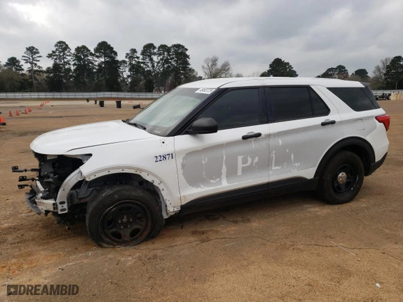2022 Ford Police Interceptor Utility with VIN 1FM5K8AB4NGA28621, listed as a Copart auction lot 48493725 with 34,347 mi miles and Salvage Title. Bid and sale history available at carsss.com. Image 1.