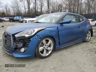 2016 Hyundai Veloster Turbo with VIN KMHTC6AE1GU256700, listed as a Copart auction lot 47264065 with 76,320 mi miles and Salvage Title. Bid and sale history available at carsss.com. Image 1.
