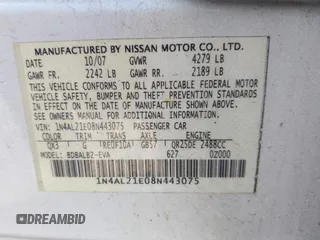 2008 Nissan Altima 2.5 with VIN 1N4AL21E08N443075, listed as a IAAI auction lot 41901276 with 215,772 mi miles. Bid and sale history available at carsss.com. Image 9.