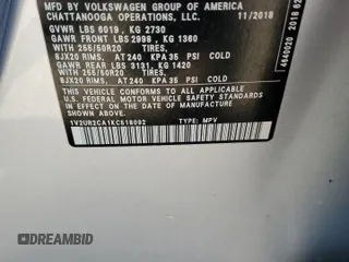 2019 Volkswagen Atlas SE with VIN 1V2UR2CA1KC518092, listed as a Copart auction lot 57265695 with 96,902 mi miles and Salvage title. Bid and sale history available at DreamBid. Image 13.
