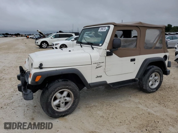 1999 Jeep Wrangler Sport with VIN 1J4FY19S2XP448670, listed as a Copart auction lot 73990734 with 0 mi miles and Non Repairable. Bid and sale history available at carsss.com. Image 1.