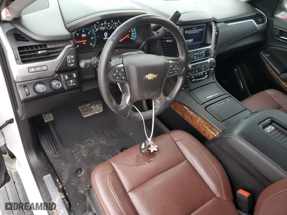 2020 Chevrolet Suburban Premier with VIN 1GNSKJKJ9LR123382, listed as a Copart auction lot 86950554 with 45,616 mi miles and Salvage Title. Bid and sale history available at carsss.com. Image 8.