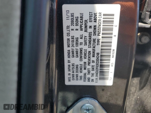 2014 Acura TSX Technology z VIN JH4CU2F63EC004248, wystawiony jako Copart lot #62031755 z przebiegiem 69 927 mil mil oraz Szkoda całkowita • Salvage title. Historia ofert i sprzedaży dostępna na DreamBid. Obrazek 12.
