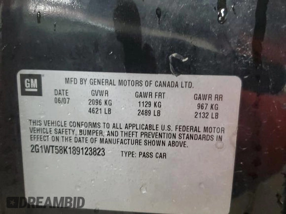 2008 Chevrolet Impala LT with VIN 2G1WT58K189123823, listed as a Copart auction lot 48226725 with 370,987 mi miles and Clean Title. Bid and sale history available at DreamBid. Image 12.