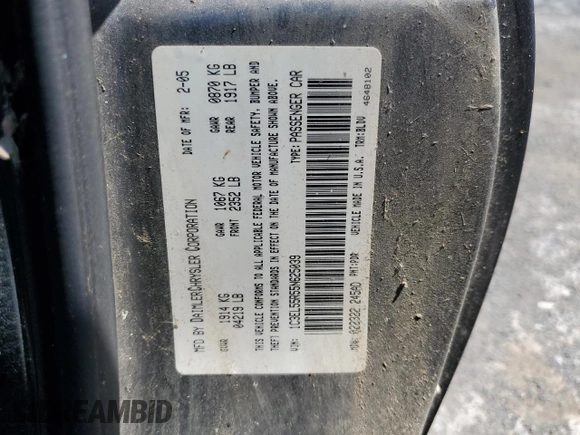 2005 Chrysler Sebring Touring with VIN 1C3EL55R55N625039, listed as a Copart auction lot 58078465 with 158,906 mi miles and Clean title. Bid and sale history available at DreamBid. Image 12.