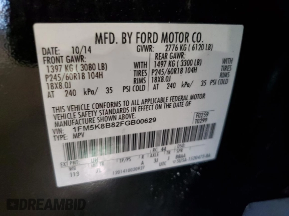 2015 Ford Explorer with VIN 1FM5K8B82FGB00629, listed as a Copart auction lot 58994915 with 151,974 mi miles and Salvage title. Bid and sale history available at DreamBid. Image 13.
