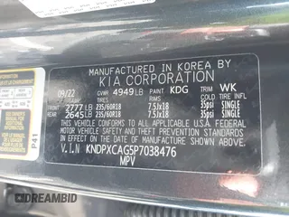 2023 Kia Sportage SX-Prestige with VIN KNDPXCAG5P7038476, listed as a IAAI auction lot 41532005 with 14,151 mi miles and . Bid and sale history available at DreamBid. Image 9.