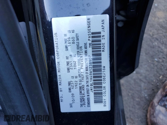 2010 Mazda 3 Mazdaspeed3 Sport с VIN JM1BL1H49A1238907, выставлен на аукционе Copart как лот 55865855 с пробегом 182 202 миль миль и Списание • Salvage title. История ставок и продаж доступна на DreamBid. Изображение 12.