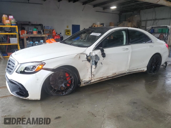 2018 Mercedes-Benz S 63 AMG with VIN WDDUG8JB2JA343602, listed as a Copart auction lot 84506804 with 103,928 mi miles and Salvage title. Bid and sale history available at DreamBid. Image 1.