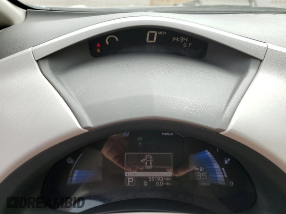 2012 Nissan LEAF SL with VIN JN1AZ0CP2CT021456, listed as a Copart auction lot 56057385 with 55,193 mi miles and Clean Title. Bid and sale history available at DreamBid. Image 9.