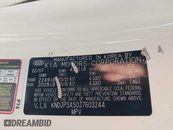 2018 Kia Soul + with VIN KNDJP3A50J7603244, listed as a IAAI auction lot 41670375 with 121,528 mi miles. Bid and sale history available at carsss.com. Image 9.