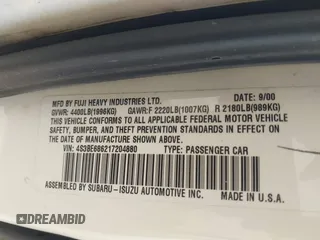 2001 Subaru Legacy Outback Limited with VIN 4S3BE686217204880, listed as a IAAI auction lot 42485485 with 280,475 mi miles and . Bid and sale history available at DreamBid. Image 9.