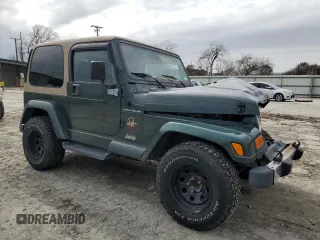 2002 Jeep Wrangler Sahara with VIN 1J4FA59S22P712913, listed as a Copart auction lot 43350115 with 86,320 mi miles and Salvage Title. Bid and sale history available at carsss.com. Image 4.