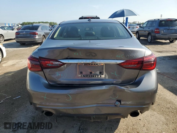 2021 Infiniti Q50 Luxe with VIN JN1EV7BR3MM752434, listed as a Copart auction lot 61428725 with 37,533 mi miles and Salvage title. Bid and sale history available at DreamBid. Image 6.