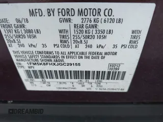 2018 Ford Explorer Limited с VIN 1FM5K8FHXJGC29155, выставлен на аукционе IAAI как лот 41813618 с пробегом 162 569 миль миль и . История ставок и продаж доступна на DreamBid. Изображение 9.