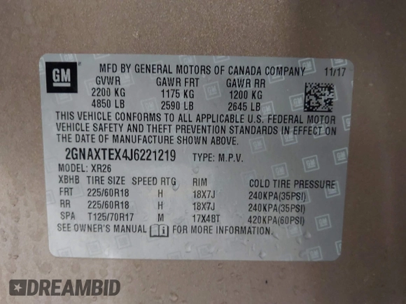 2018 Chevrolet Equinox LT with VIN 2GNAXTEX4J6221219, listed as a IAAI auction lot 39992944 with 92,743 mi miles. Bid and sale history available at carsss.com. Image 9.