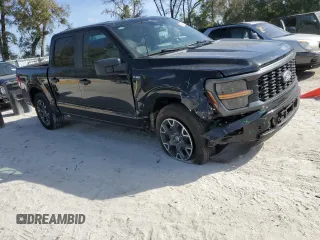 2024 Ford F-150 STX with VIN 1FTEW2KP8RKD25944, listed as a Copart auction lot 47829885 with 17,574 mi miles and Salvage Title. Bid and sale history available at carsss.com. Image 4.