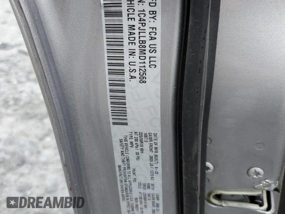 2021 Jeep Cherokee Latitude Plus with VIN 1C4PJLLB8MD112568, listed as a Copart auction lot 53832485 with 128,186 mi miles and Salvage title. Bid and sale history available at DreamBid. Image 13.