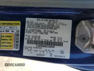 2016 Ford Mustang V6 with VIN 1FA6P8AM0G5336840, listed as a Copart auction lot 57711865 with 98,486 mi miles and Salvage title. Bid and sale history available at DreamBid. Image 12.