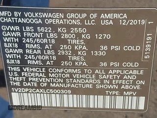 2020 Volkswagen Atlas SE z VIN 1V2DP2CAXLC500309, wystawiony jako IAAI lot #42168053 z przebiegiem 38 511 mil mil oraz . Historia ofert i sprzedaży dostępna na DreamBid. Obrazek 9.