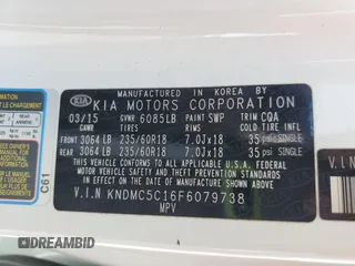 2015 Kia Sedona EX with VIN KNDMC5C16F6079738, listed as a Copart auction lot 52131095 with 149,174 mi miles and Clean Title. Bid and sale history available at DreamBid. Image 13.