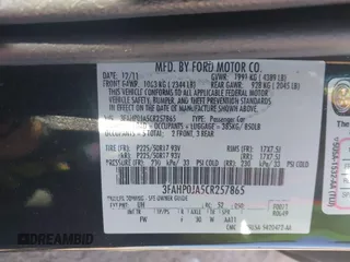2012 Ford Fusion SEL with VIN 3FAHP0JA5CR257865, listed as a IAAI auction lot 41702912 with 137,462 mi miles and . Bid and sale history available at carsss.com. Image 9.