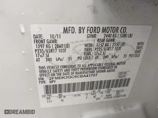 2012 Ford Edge SE with VIN 2FMDK3GC9CBA41707, listed as a IAAI auction lot 41934869 with 145,007 mi miles. Bid and sale history available at carsss.com. Image 9.