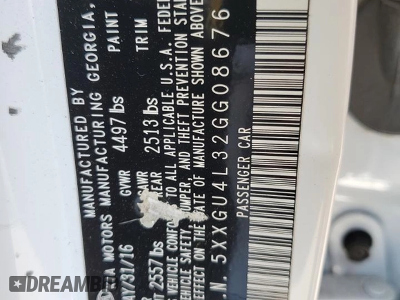 2016 Kia Optima EX with VIN 5XXGU4L32GG086761, listed as a Copart auction lot 64317125 with 145,967 mi miles and Salvage title. Bid and sale history available at DreamBid. Image 12.