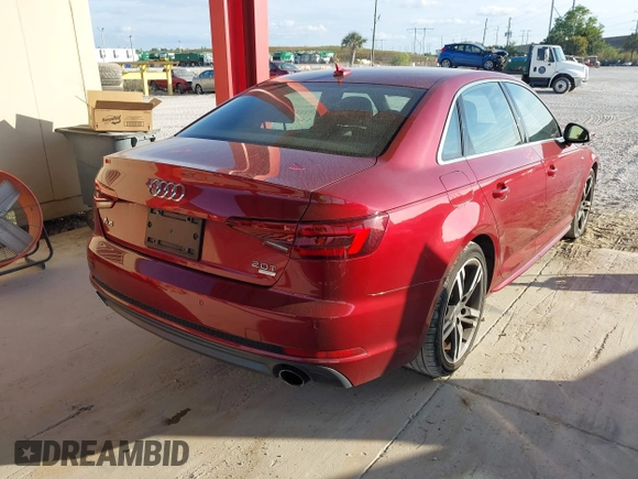 2018 Audi A4 Premium Plus with VIN WAULMAF46JA067552, listed as a IAAI auction lot 41196454 with 61,361 mi miles. Bid and sale history available at carsss.com. Image 4.