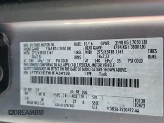 2017 Ford F-150 XL with VIN 1FTFX1EF8HFA34138, listed as a Copart auction lot 48054865 with Not Provided miles and Salvage Title. Bid and sale history available at carsss.com. Image 13.