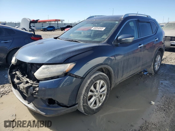2015 Nissan Rogue SV with VIN KNMAT2MV5FP543728, listed as a Copart auction lot 46854045 with 177,819 mi miles and Salvage Title. Bid and sale history available at carsss.com. Image 1.