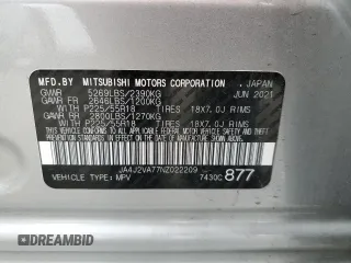 2022 Mitsubishi Outlander SEL with VIN JA4J2VA77NZ022209, listed as a Copart auction lot 59361905 with 35,770 mi miles and Salvage title. Bid and sale history available at DreamBid. Image 13.